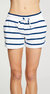 Terry Cloth Slit Side Shorts - Stripe Navy/White