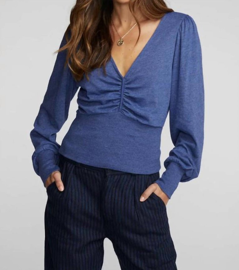 Triblend V-Neck Long Sleeve Top - Lapis Blue