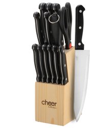 13pc Kitchen Knife Set With Wooden Block
