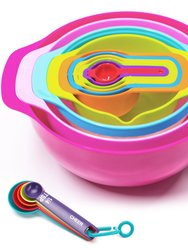 15 Piece Nested Bowl, Strainer And Measuring Utensil Set - Multicolor