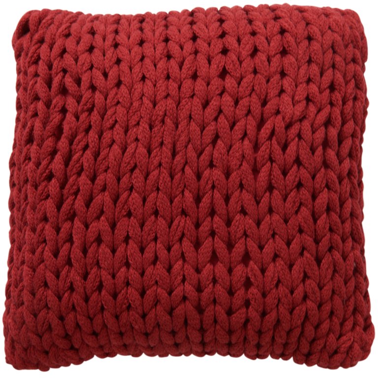 18" x 18" Knitted Throw Pillow - Burgundy