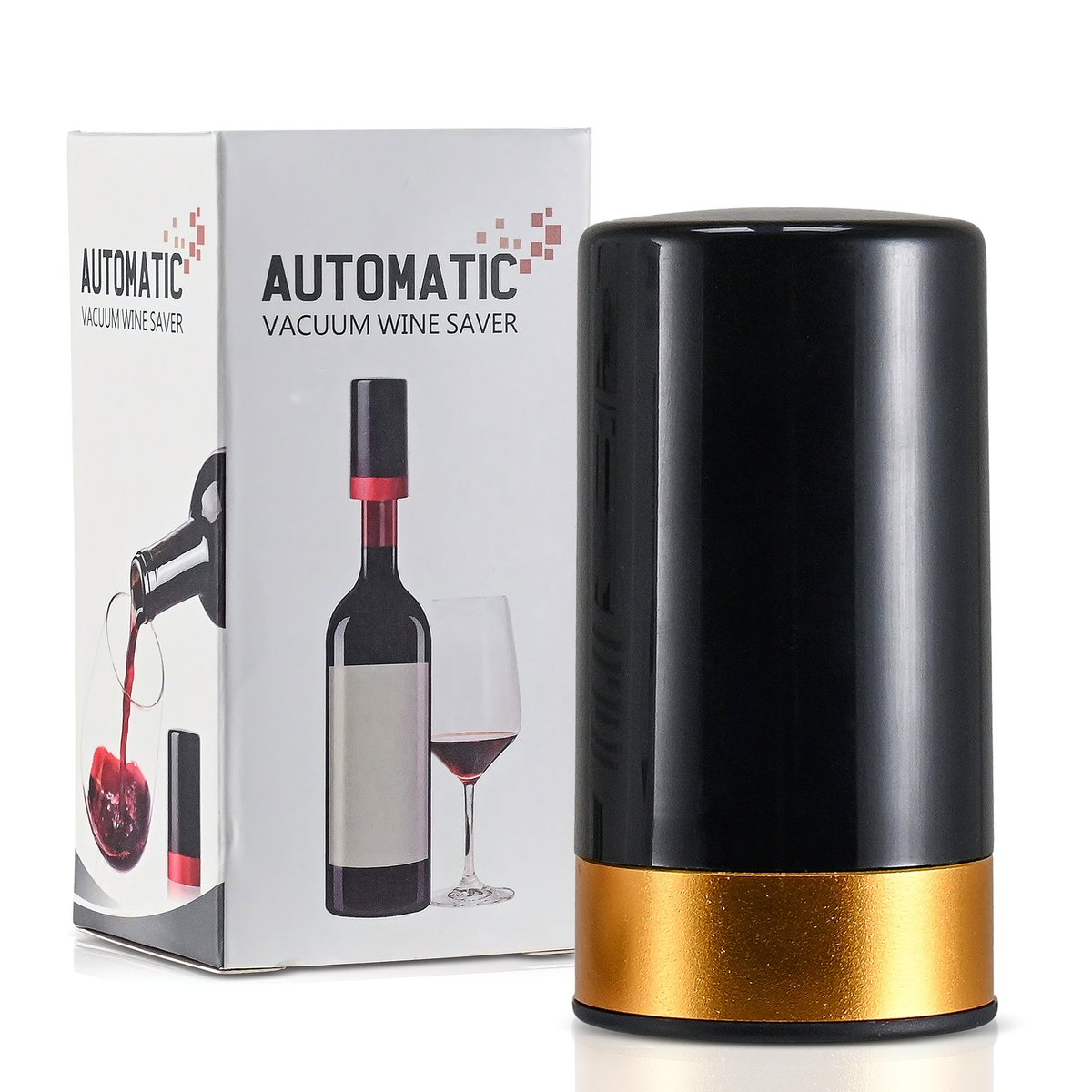 Cheer Collection Automatic Vacuum Wine Bottle Stopper Vacuum Wine