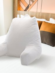 Backrest Reading Pillow - Plush Fiber Filled TV and Gaming Pillow with Armrest - White
