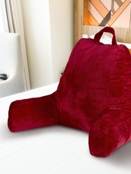 Backrest Reading Pillow - Plush Fiber Filled TV and Gaming Pillow with Armrest - Maroon