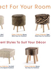 Cheer Collection Faux Fur Wood Leg Stool