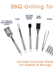 Cheer Collection Stainless Steel 10 Piece Barbecue Grill Tools Set With Storage Carousel