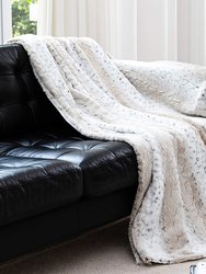 Embossed Faux Fur Throw Blanket - Ultra Soft Fuzzy Blanket - Snow Leopard