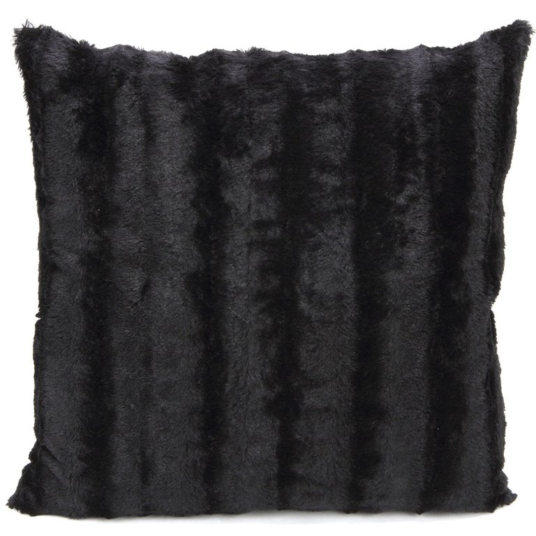 Faux Fur Throw Pillow Cover - Multiple Colors & Sizes Available - Black