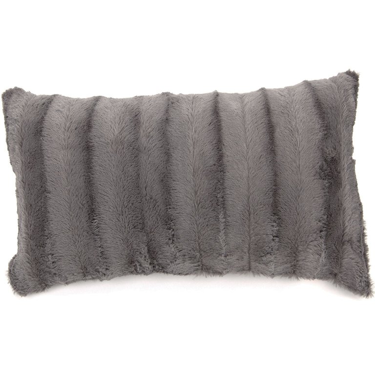 Faux Fur Throw Pillow Cover - Multiple Colors & Sizes Available - Gray