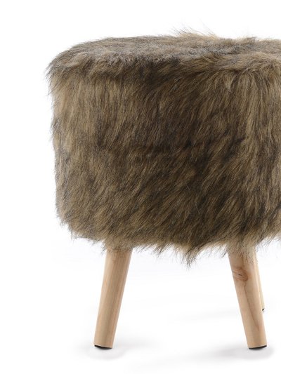 Cheer Collection Faux Fur Wood Leg Stool Brown - Square & Round product
