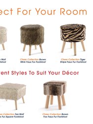 Faux Fur Wood Leg Stool Brown - Square & Round