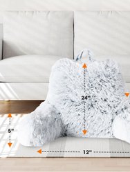 Fluffy Reading Pillow - Long Shaggy Hair TV and Gaming Pillow with Armrest