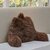 Fluffy Reading Pillow - Long Shaggy Hair TV and Gaming Pillow with Armrest - Chocolate