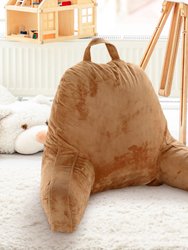 Kids Size Reading Pillow With Arms For Sitting Up In Bed - Brown