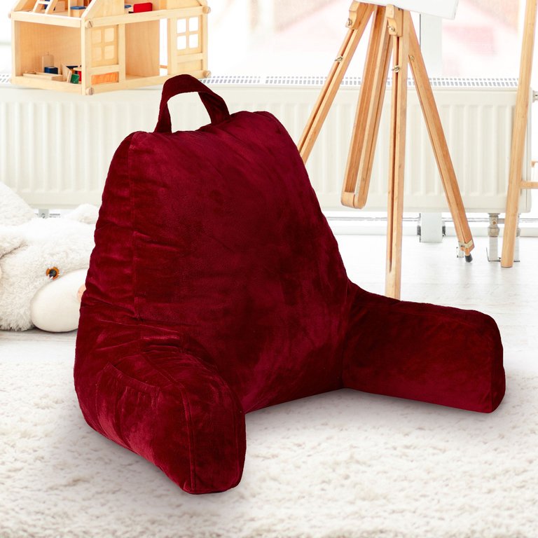 Kids Size Reading Pillow With Arms For Sitting Up In Bed - Maroon