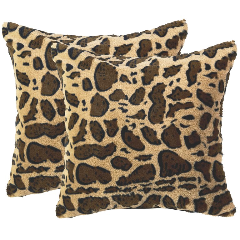 Lumbar Couch Leopard Print Throw Pillows - Set Of 2 - Leopard Print