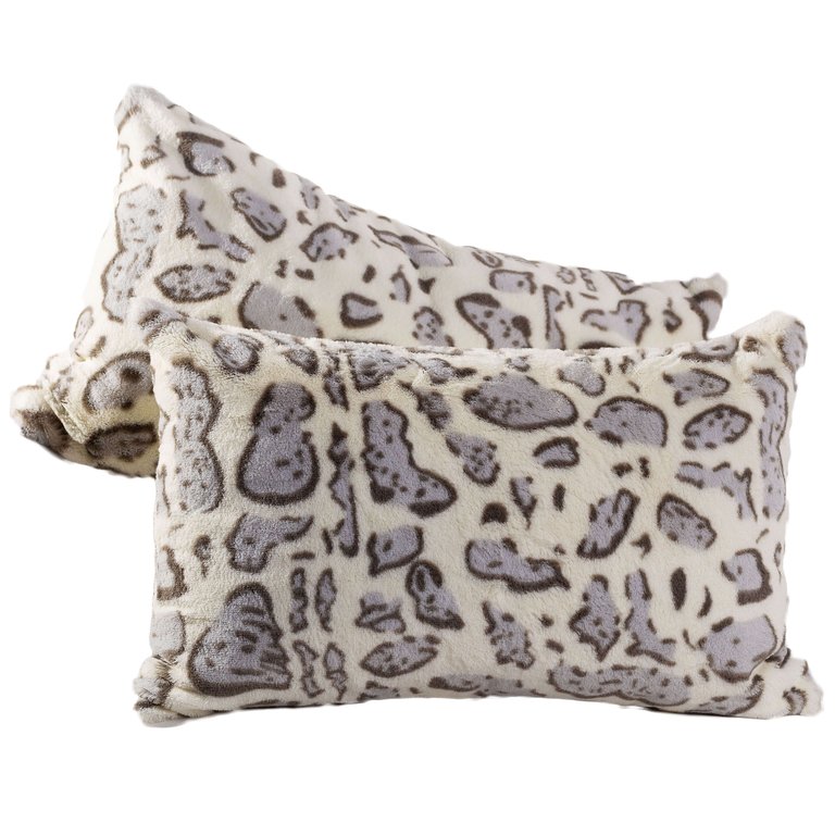 Lumbar Couch Snow Leopard Print Throw Pillows - Set of 2