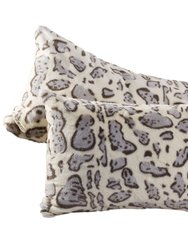Lumbar Couch Snow Leopard Print Throw Pillows - Set of 2 - Snow Leopard Print