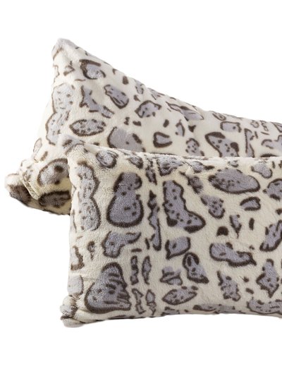 Cheer Collection Lumbar Couch Snow Leopard Print Throw Pillows - Set of 2 product