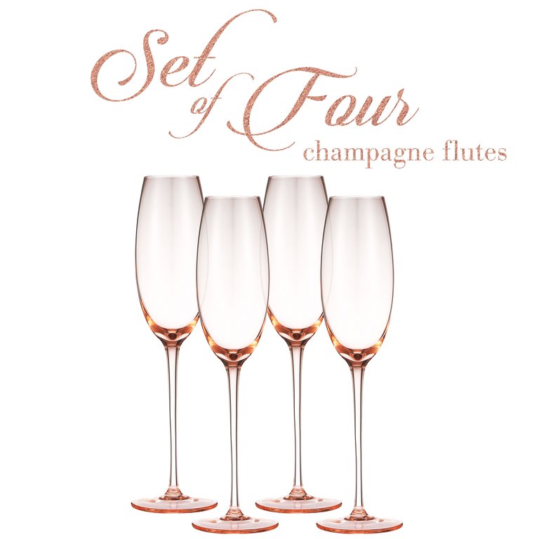 Luxurious And Elegant Sparkling Colored Glassware - Champagne Flutes - Set Of 4