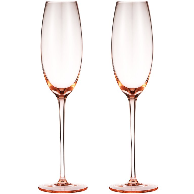 Luxurious And Elegant Sparkling Colored Glassware - Champagne Flutes - Set Of 4