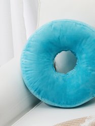 Round Donut Pillow - Solid Blue