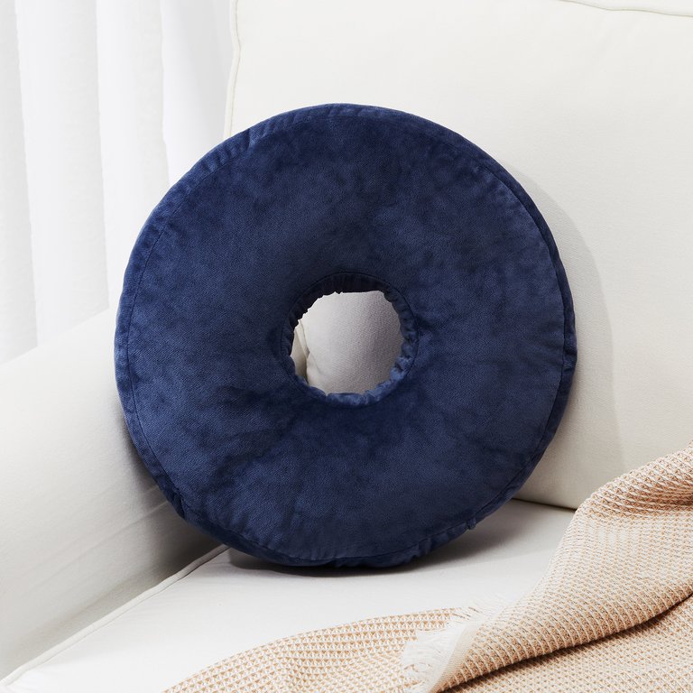 Round Donut Pillow - Navy