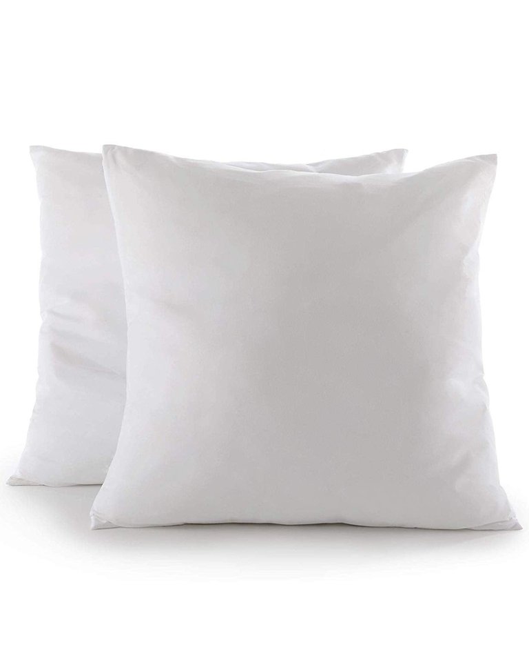 Set Of 2 Decorative White Square Accent Throw Pillows And Insert For Couch Sofa Bed, Includes Zippered Cover - White