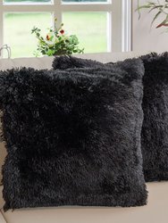 Set of 2 Shaggy Long Hair Throw Pillows