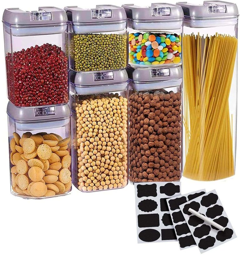 Set of 7 Airtight Food Storage Containers - Grey