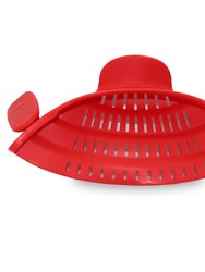 Silicone Clip On Pot Strainer, Heat-Resistant Snap-On Strainer - Red