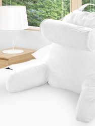 TV &  Reading Pillow with Detachable Cervical Bolster Backrest - White