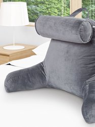 TV &  Reading Pillow with Detachable Cervical Bolster Backrest - Gray