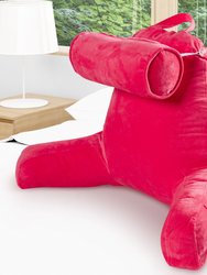 TV &  Reading Pillow with Detachable Cervical Bolster Backrest - Hot Pink