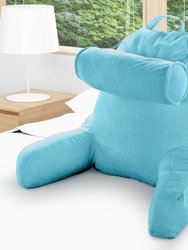 TV &  Reading Pillow with Detachable Cervical Bolster Backrest - Solid Blue