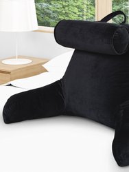 TV &  Reading Pillow with Detachable Cervical Bolster Backrest - Black