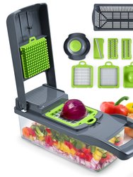 Vegetable Chopper with Container - 10 in 1 Food Slicer Vegetable Cutter with 8 Blades