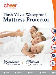 Velvet Plush Waterproof Mattress Protector - White