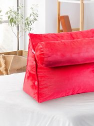 Wedge Pillow with Detachable Bolster & Backrest - Hot pink
