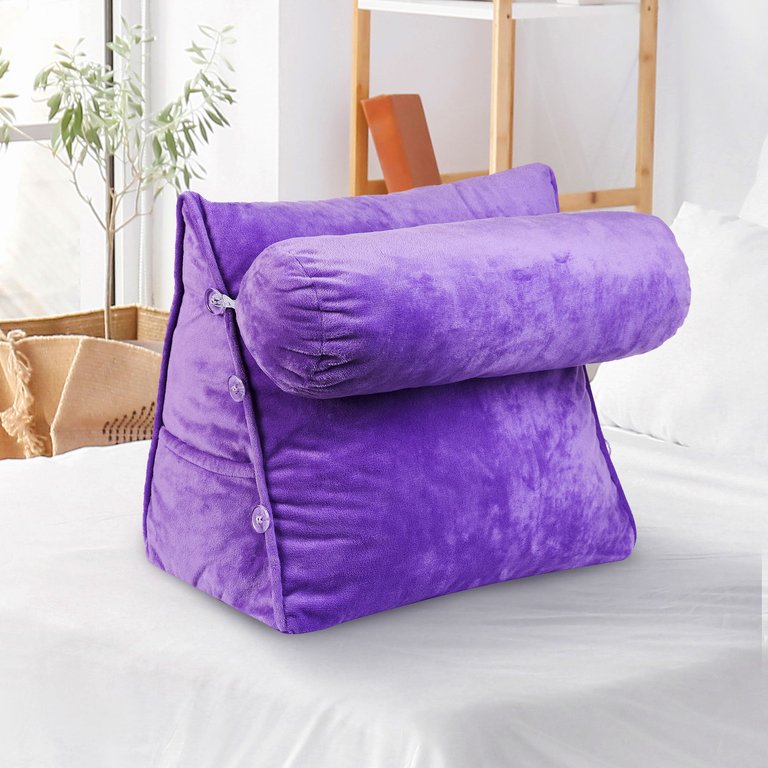 Wedge Pillow with Detachable Bolster & Backrest - Purple