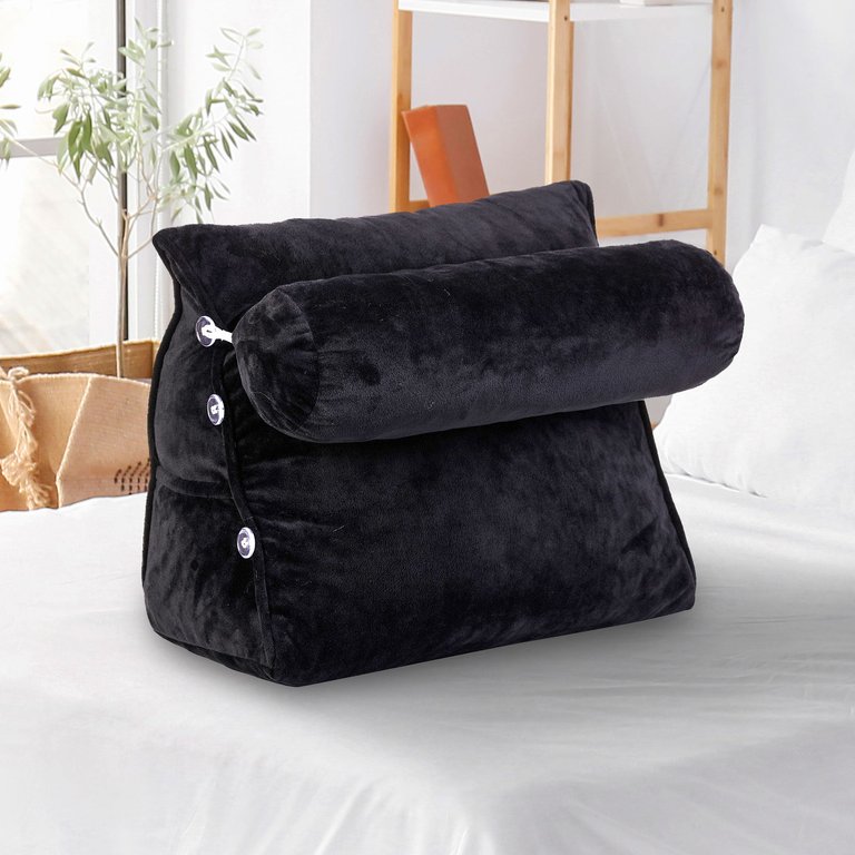 Wedge Pillow with Detachable Bolster & Backrest - Black