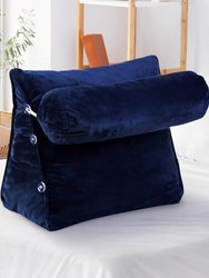 Wedge Pillow with Detachable Bolster & Backrest - Navy blue