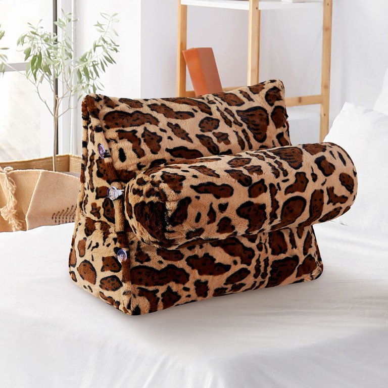 Wedge Pillow with Detachable Bolster & Backrest - Leopard
