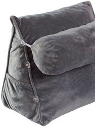 Wedge Pillow with Detachable Bolster - Grey