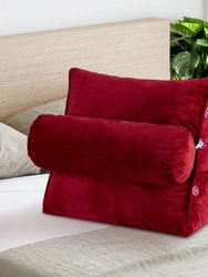 Wedge Shaped Back Support Pillow and Bed Rest Cushion - Maroon