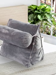 Wedge Shaped Back Support Pillow and Bed Rest Cushion - Gray