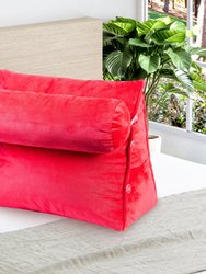 Wedge Shaped Back Support Pillow and Bed Rest Cushion - Hot Pink