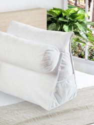 Wedge Shaped Back Support Pillow and Bed Rest Cushion - White