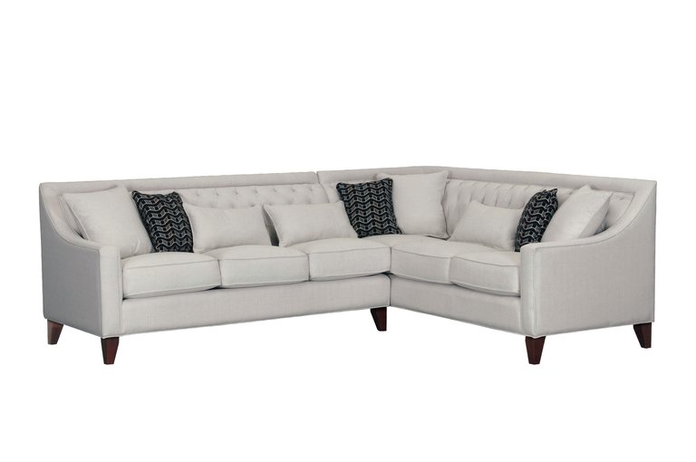 Aberdeen Linen Tufted Back Rest Modern Contemporary Right Facing Sectional Sofa - Cream