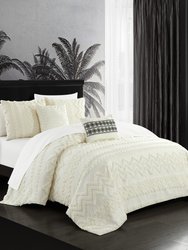 Addison 9 Piece Comforter Set Jacquard Chevron Geometric Pattern Design Bed In A Bag
